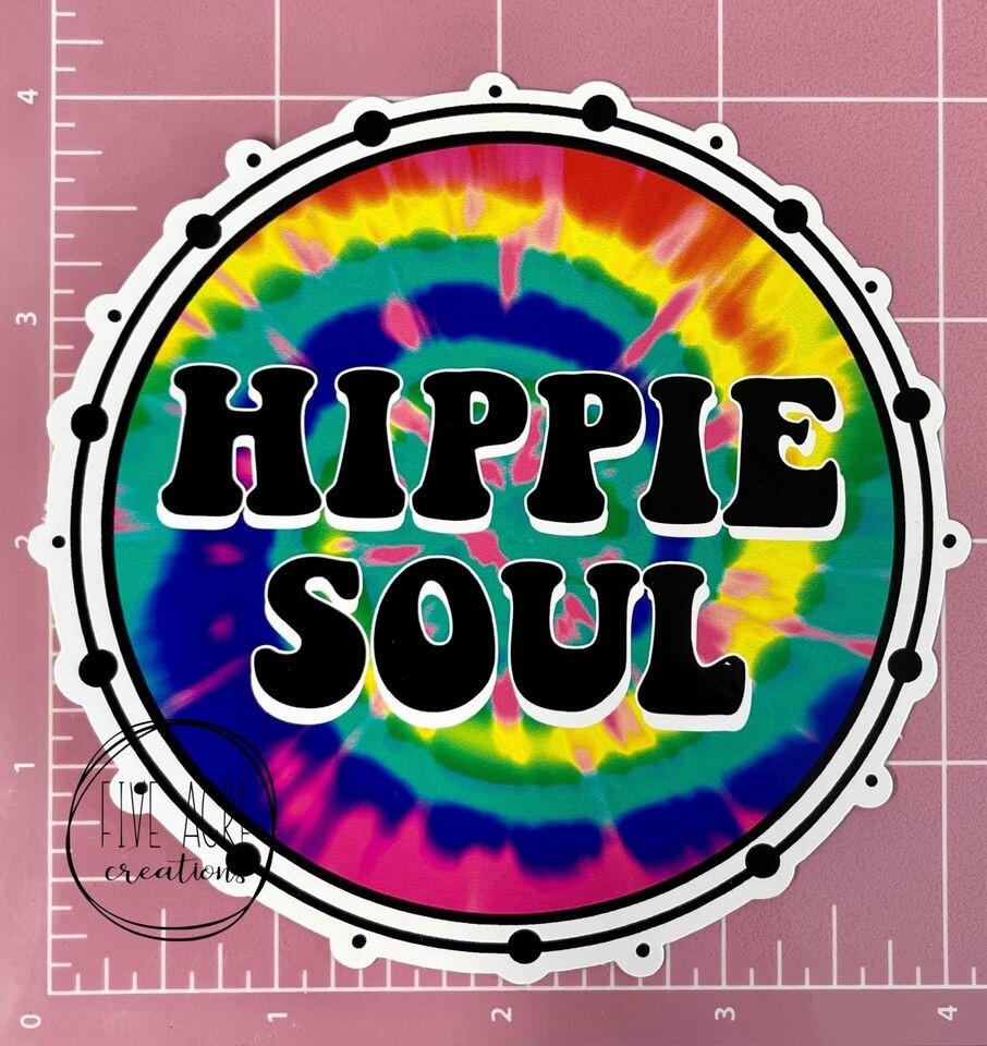 Colorful Waterproof Sticker. Hippie Soul. Tie Dye Car Decal