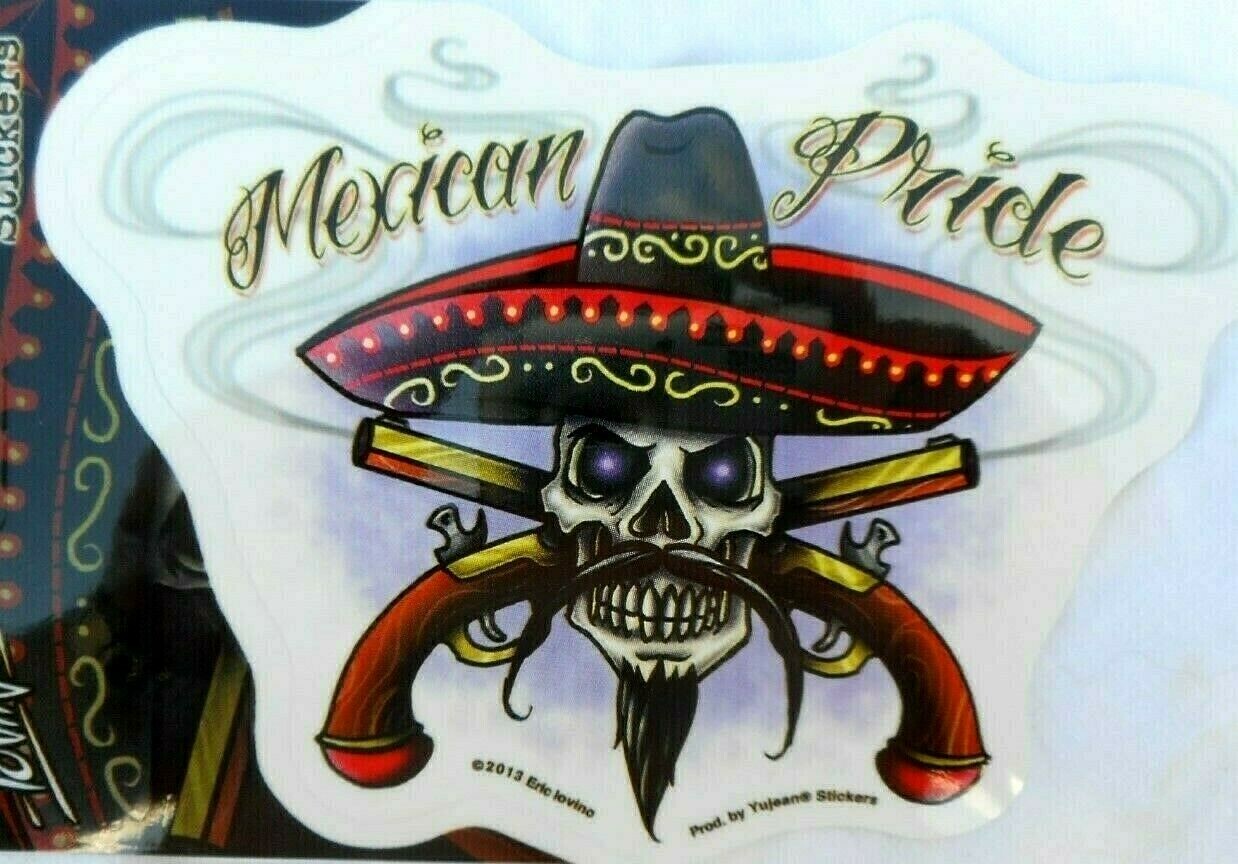 Mexican Pride Bandito Crossed Pistols Decal Sticker 6" x 4.1/4"