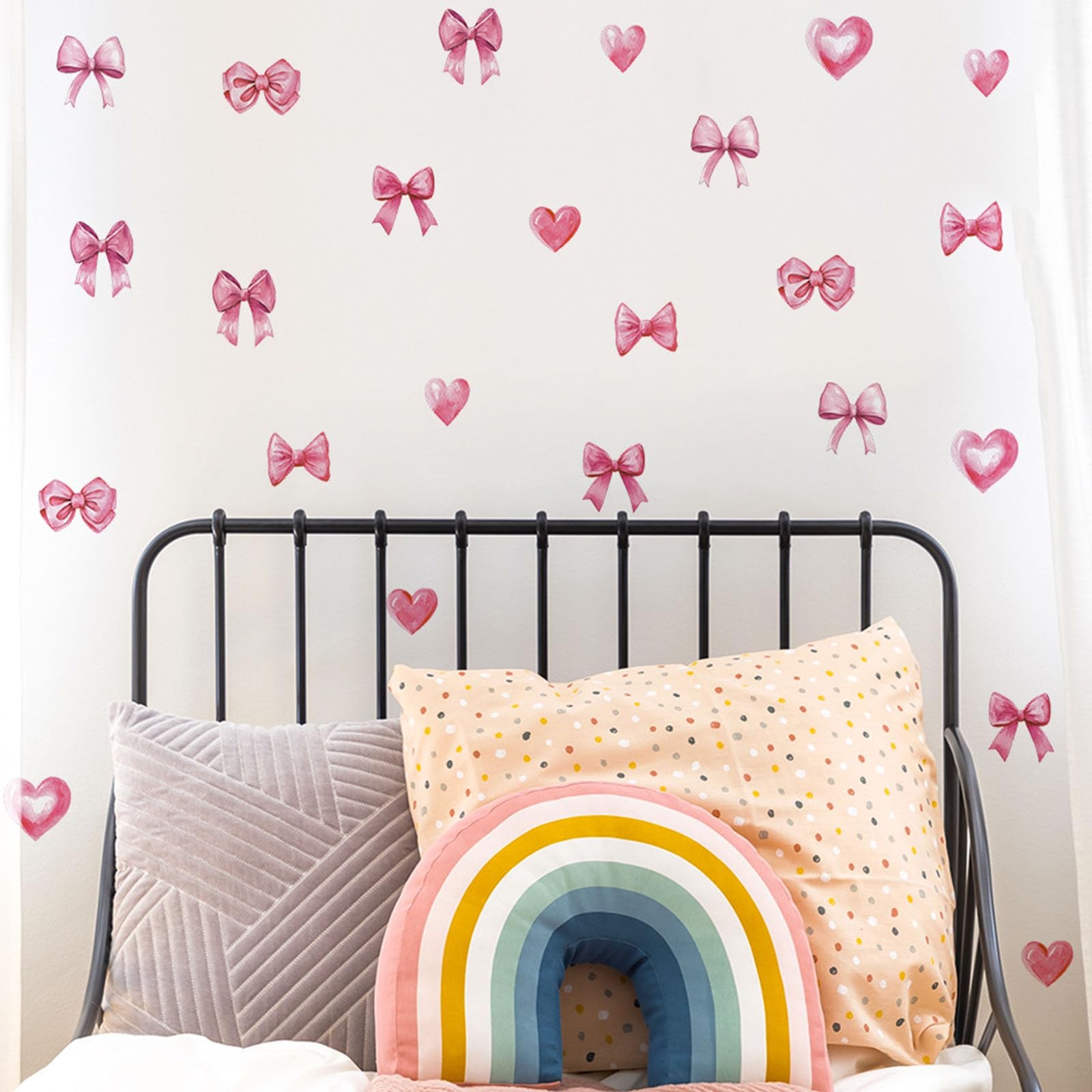 48pcs Pink Bowtie Decor for Bathroom and Bedroom Bow Wall Stickers and Decals…