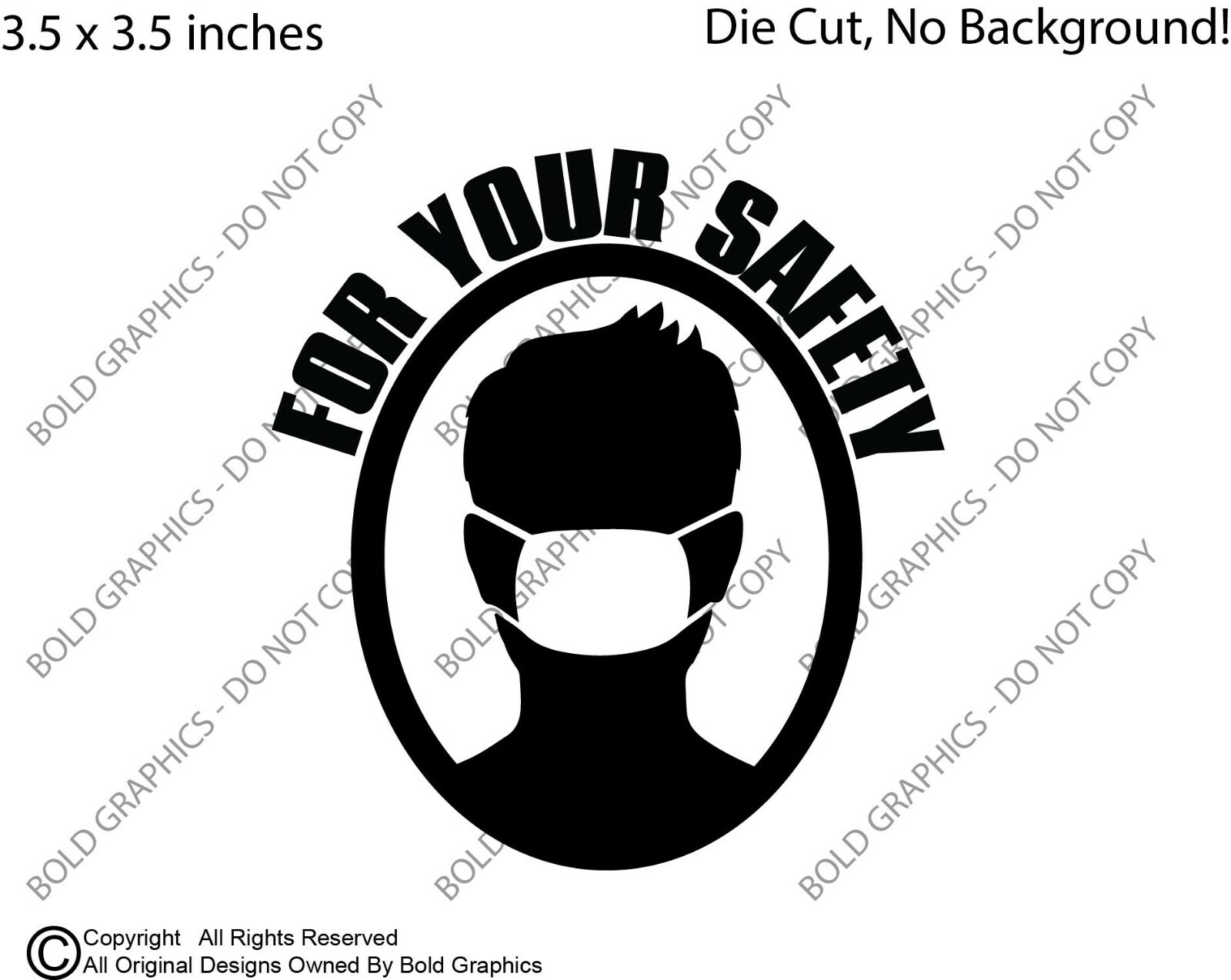 3.5 inch For Your Safety Mask Decal Window Sticker English Face Cover Healthy