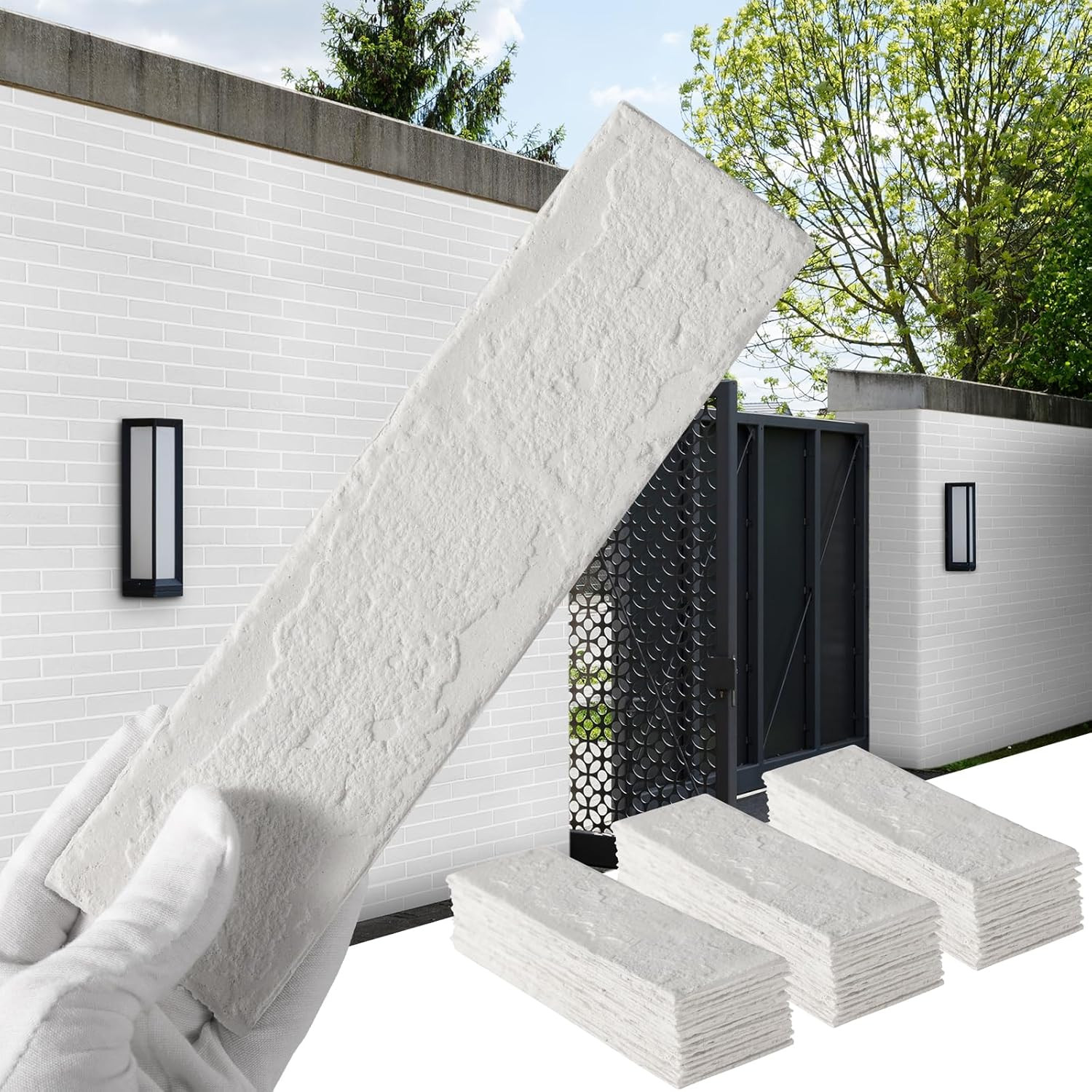 White Thin Brick Veneer Wall Panels – 90 PCS, 15 Sq.Ft for Various Uses