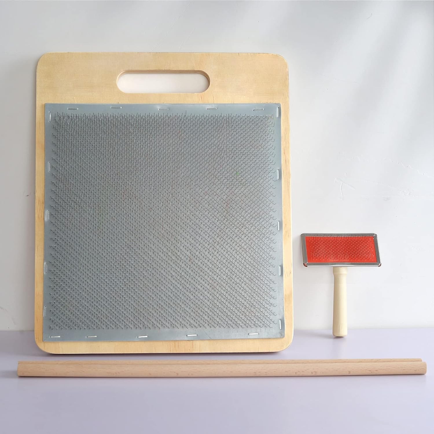 Wool Blending Board Carding Brush Set with Board and Brush for Rolags