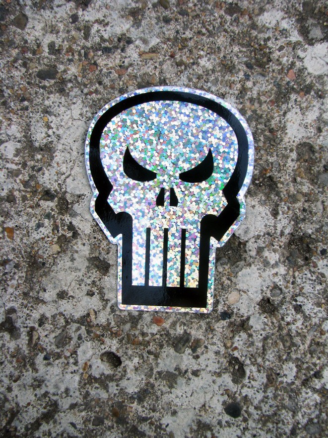 3" Punisher Skull Glitter Sticker 80s Marvel Car Laptop Comic Decal