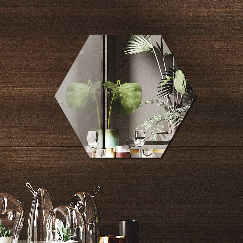 Flexible Acrylic Hexagon 1/6/12 Pieces Removable Self Acrylic Mirror