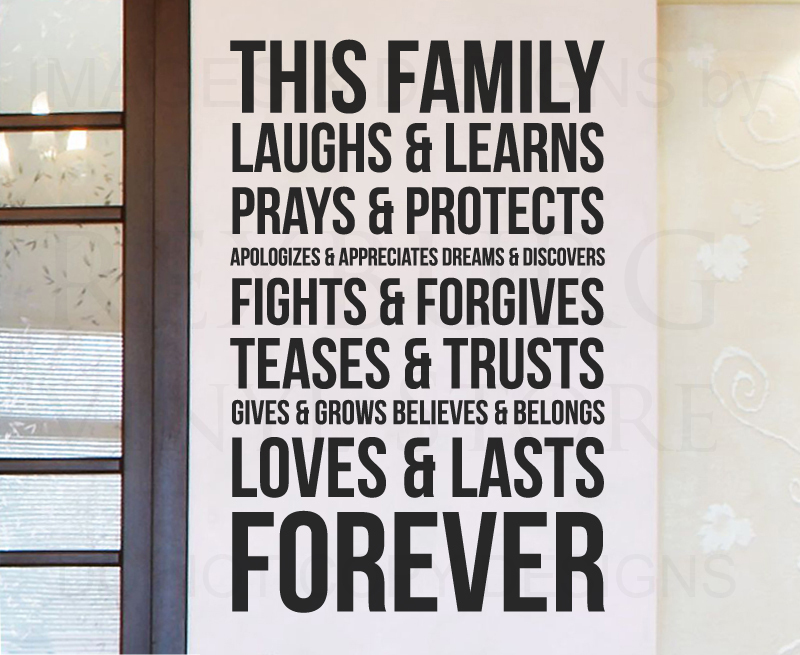 This Family Laughs and Learns Prays Loves Lasts Forever Wall Decal Vinyl Art A65