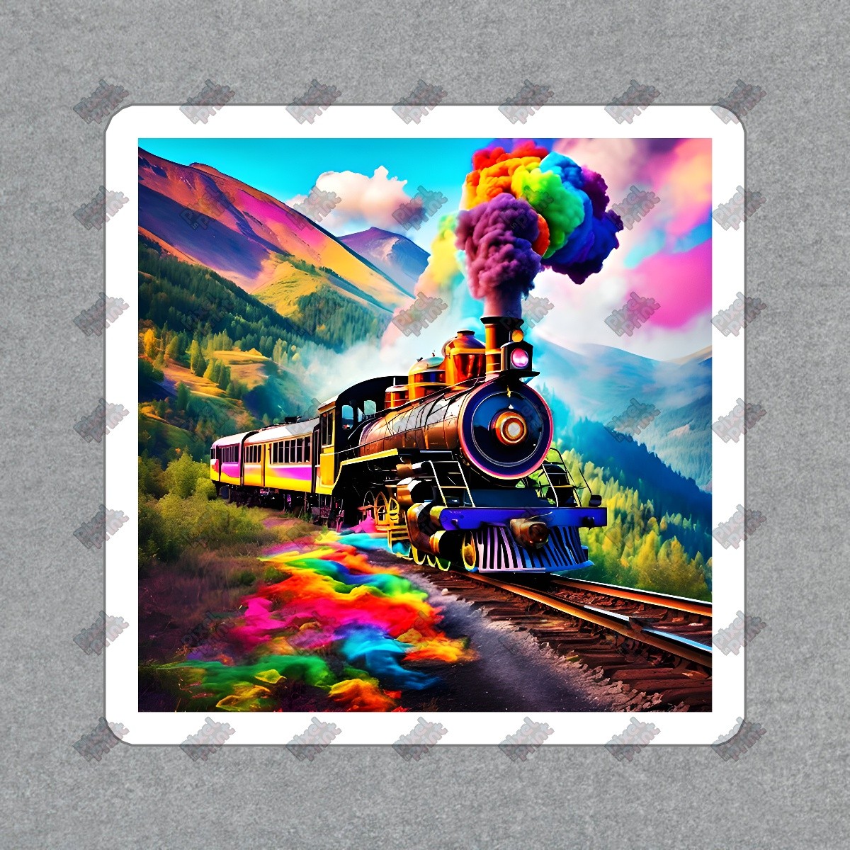 Colorful Vintage Train Vinyl Sticker Retro Train Decal for Home #408013