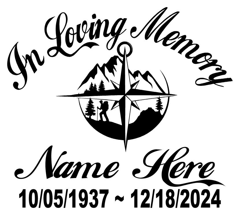 In Loving Memory of Decal – Hiker Camper Compass Outdoors Memorial Sticker #2