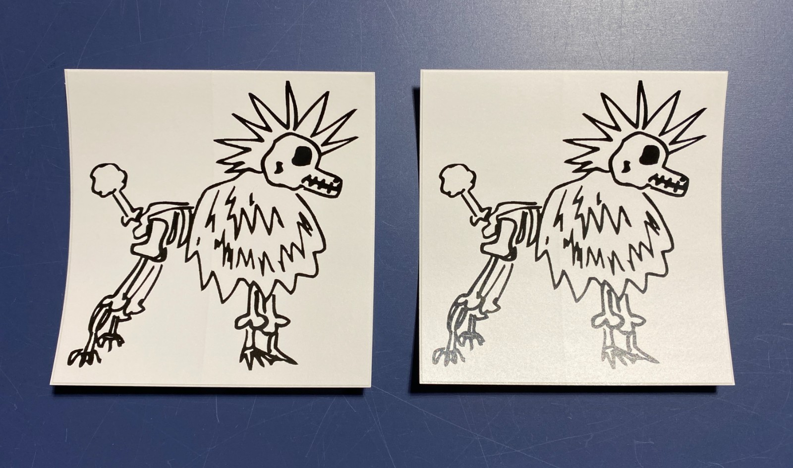 punk poo poodle sticker x 2 skull mohawk skeleton
