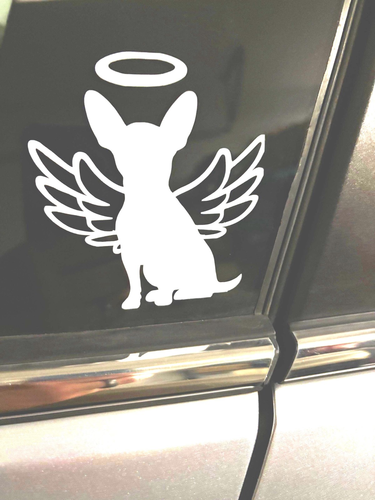 Chihuahua Angel Wings Halo Car Decal Sticker Reflective Vinyl Pet Lovers Tribute