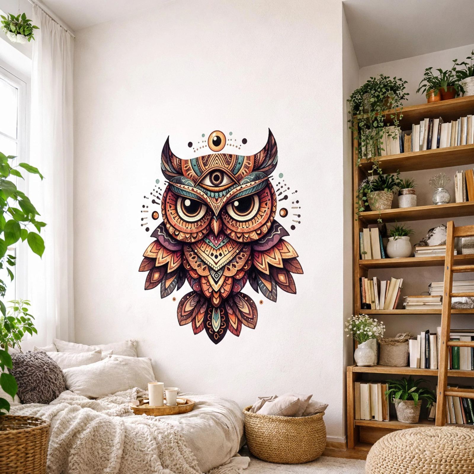 Mystical Owl Wall Decal | Spiritual Totem Wall Art