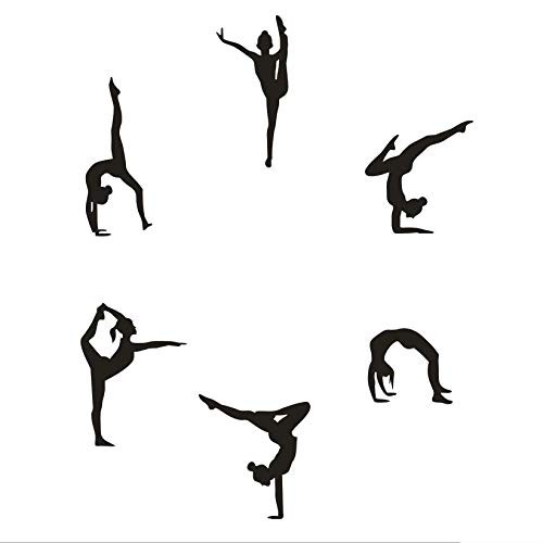 Home Decor Wall Sticker-Six Dance Girls Gymnastics Wall Stickers -Sport Vinyl…