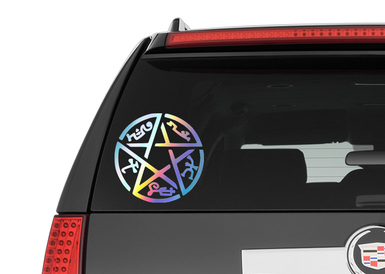 Holographic Vinyl Decal Truck Car Sticker – Supernatural Demon Trap Pentagram