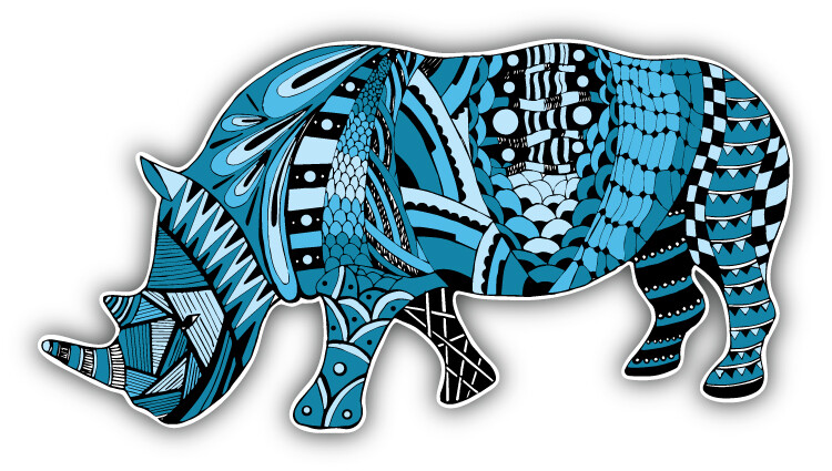 Patterned Rhino Car Bumper Sticker Decal