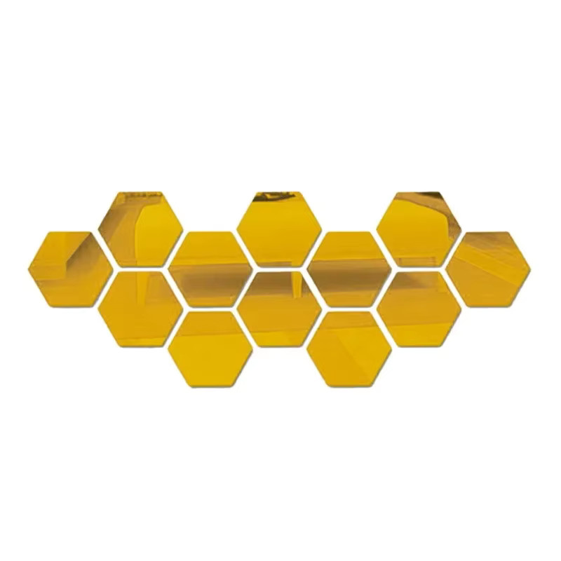 6/12pc Hexagon Mirror Wall Stickers 3D DIY Acrylic Mirror Sticker Self Adhesive