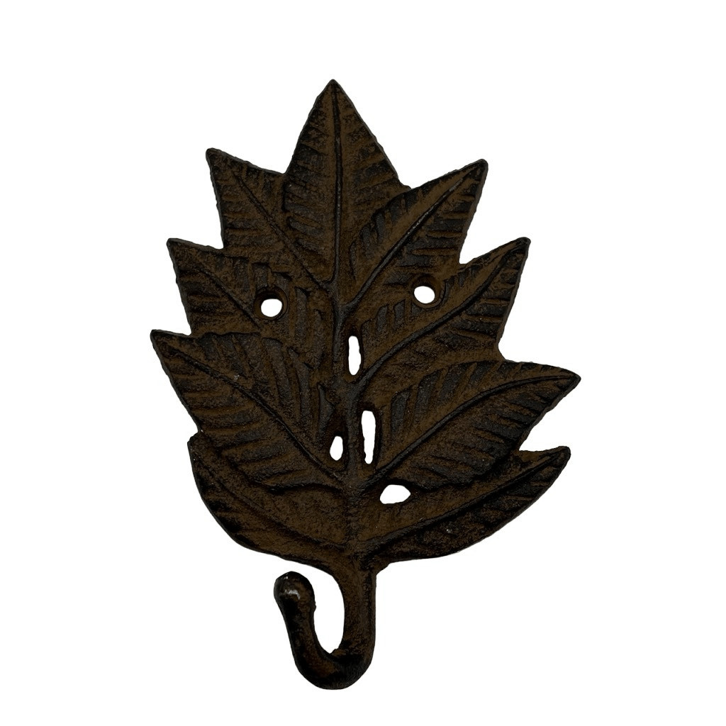 Metal Cast Iron Leaf Wall Hook 6” X 4”