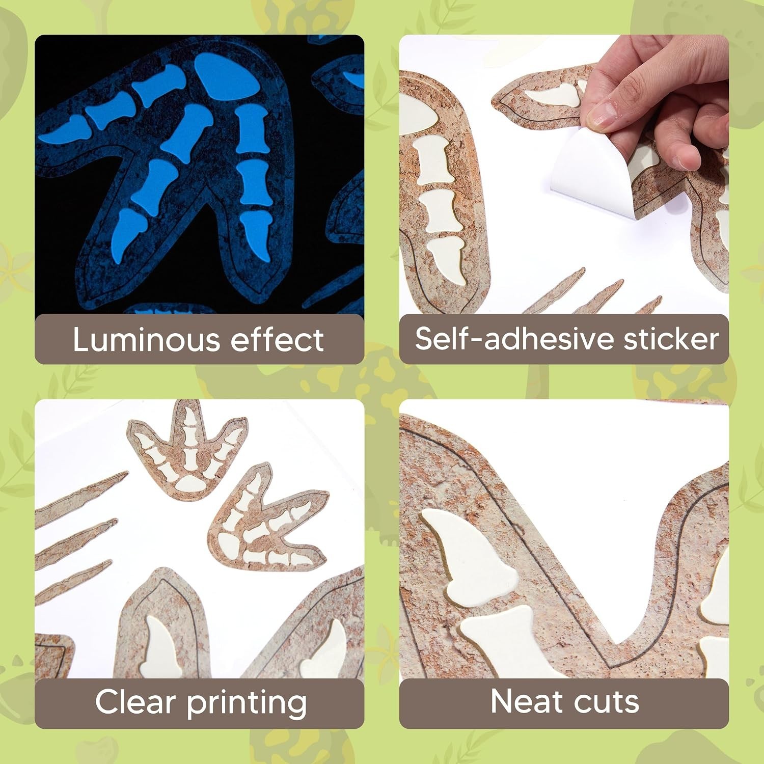 Removable Dinosaur Wall Stickers, Glow in The Dark Decals