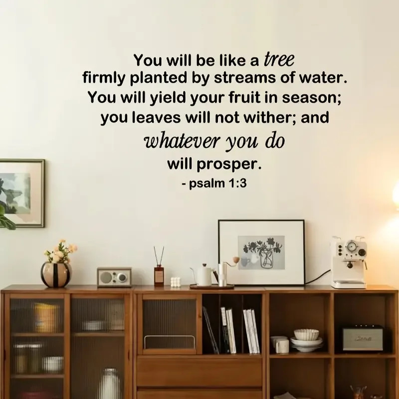 Psalm 1:3 Quote Wall Decal Contemporary Inspirational Scripture Self-Adhesive
