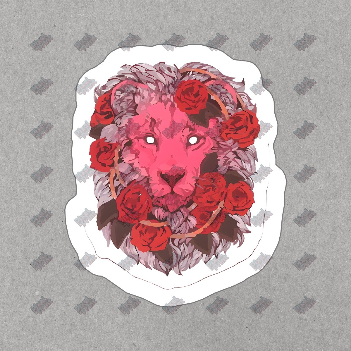 Stunning Floral Lion Vinyl Sticker Artistic Decal for Laptop, Water #610647