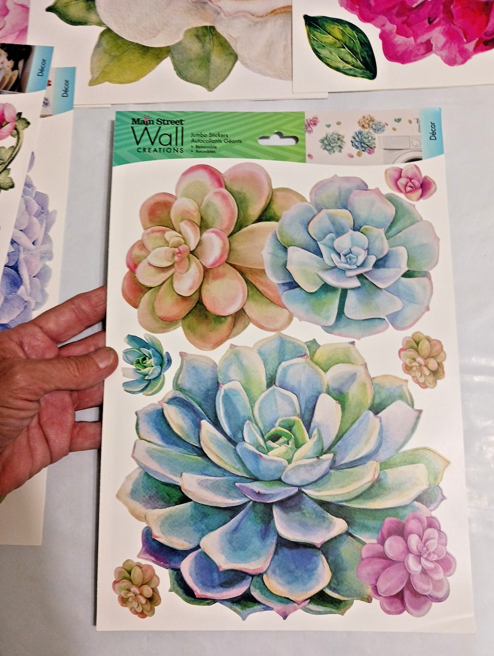 Jumbo wall stickers Large flowers decals roses lilac cactus. you get all 6 packs