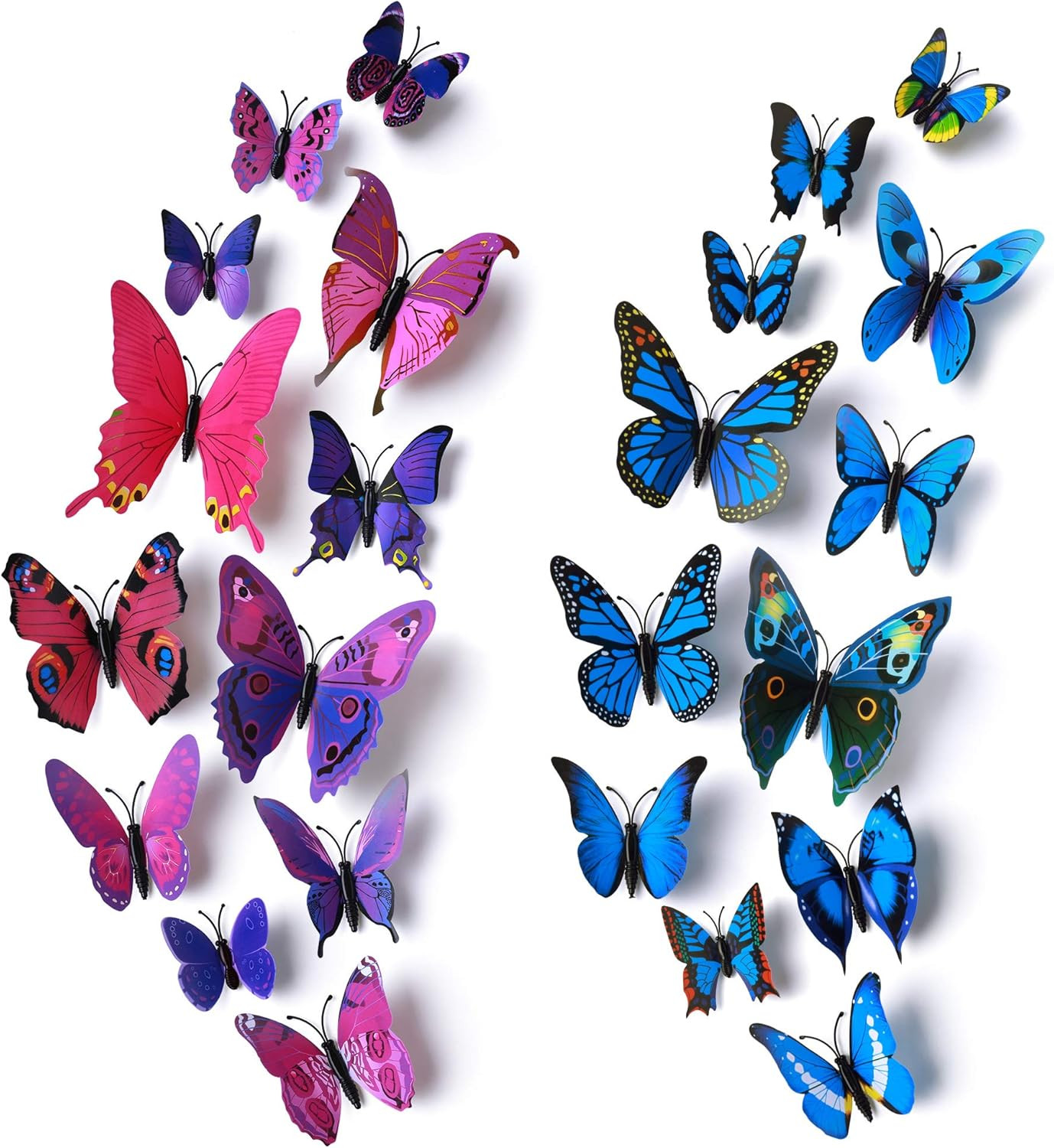 24Pcs 3D Vivid Special Man-Made Lively Butterfly Wall Stickers Removable Butterf