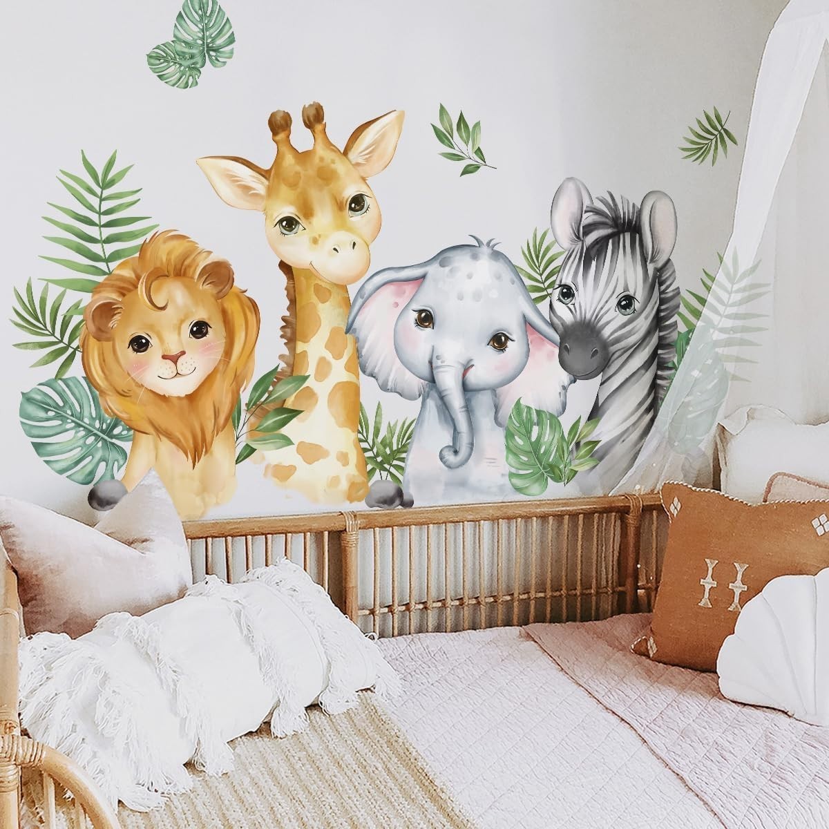 Colorful Animal Wall Stickers – Waterproof Jungle Safari Decor for Nurseries