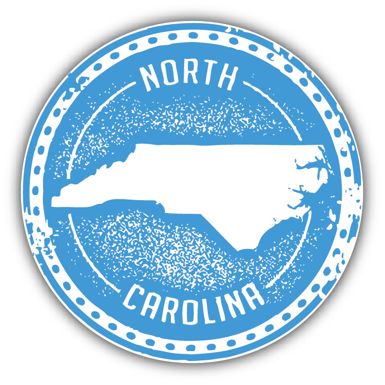 North Carolina USA State Grunge Map Stamp Car Bumper Sticker Decal
