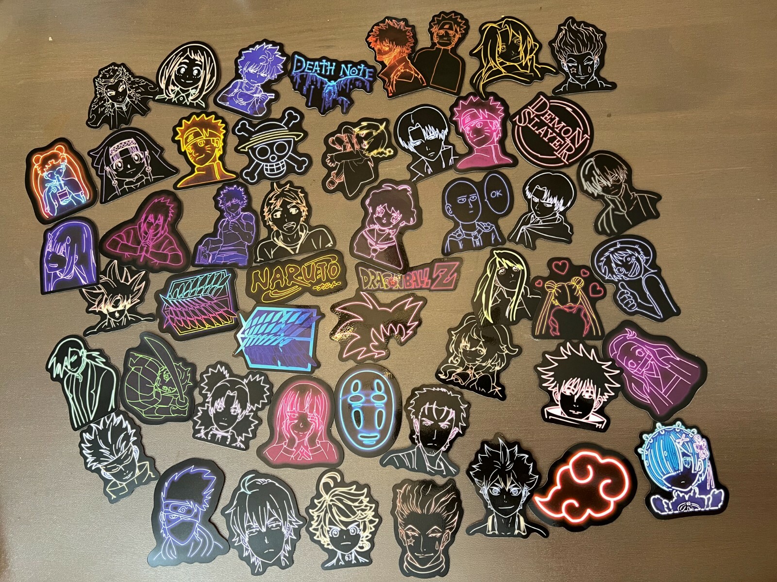50Pcs Vinyl Anime Neon Stickers Pack Bomb Laptop Guitar Water Bottle Decals Lot