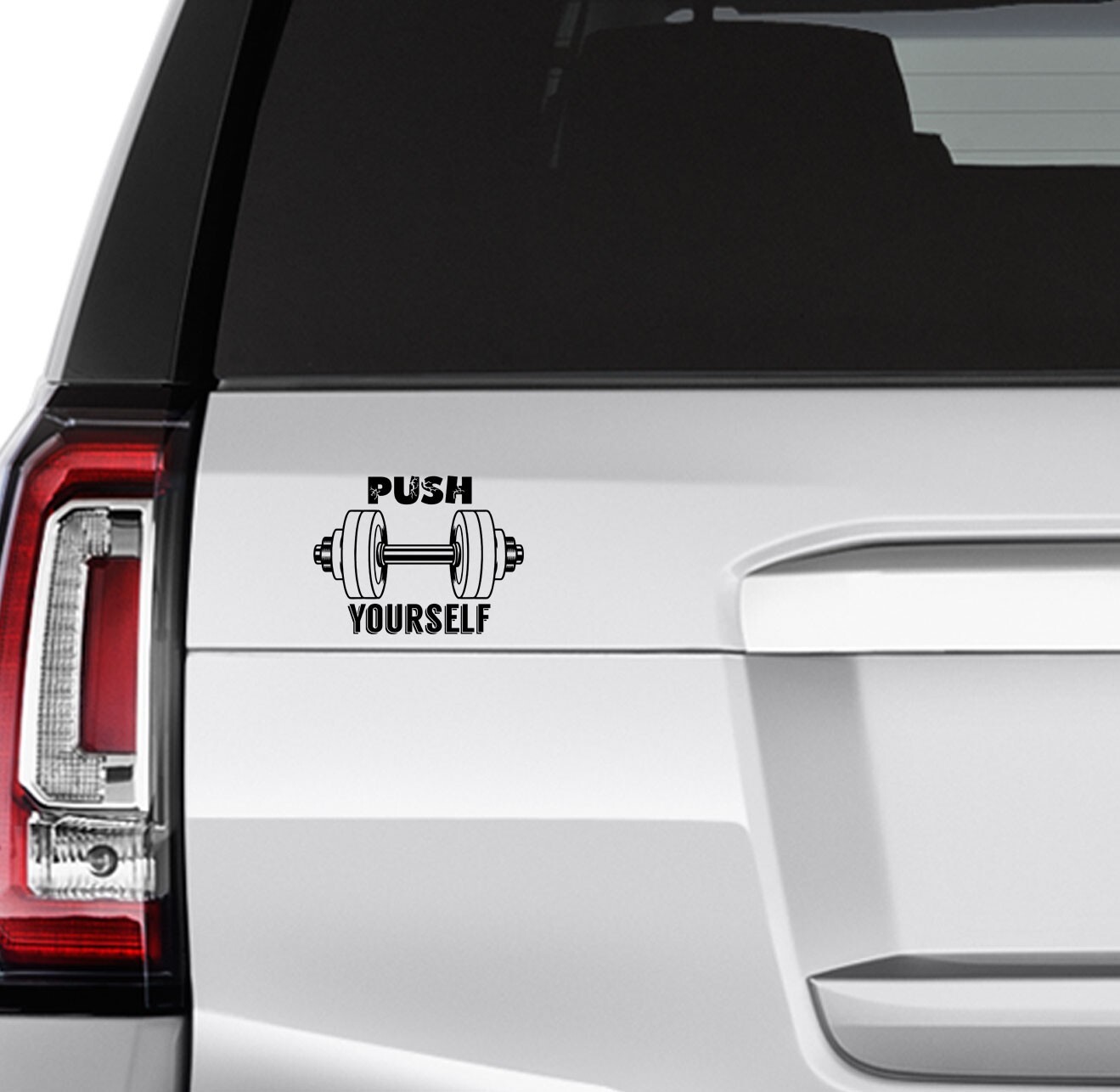 Fitness Quote 4.8×3.6" Push yoursel Vinyl Decal Sticker Car Truck Wall Door