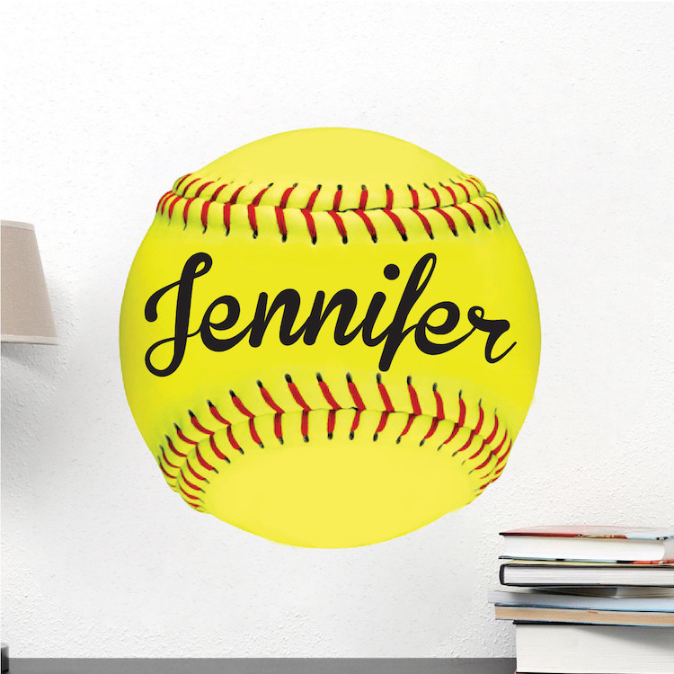 Custom Softball Name Wall Decal Kid's Room Sports Decal Softball Art, s69