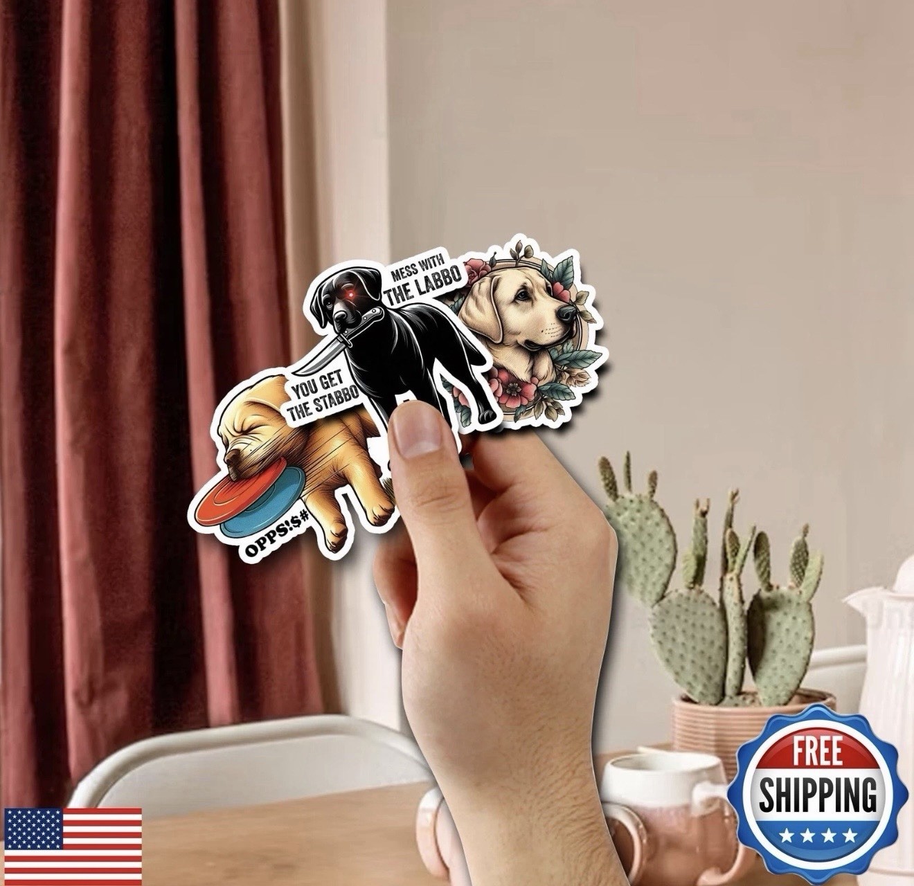 WESILY Pack 50 PCS Labrador Retriever Stickers Cute Cartoon Animals Waterproo