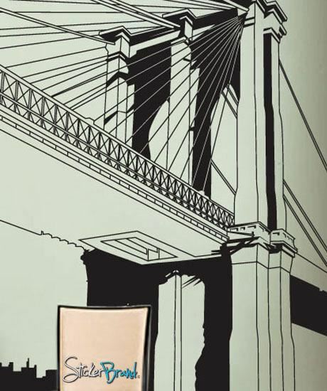 NYC Brooklyn Bridge Wall Decal. New York City Decor. #334