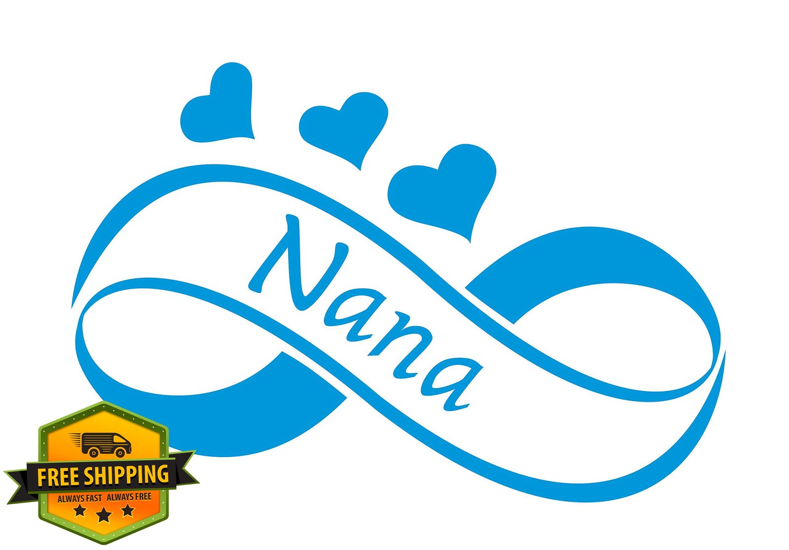 Dixies Decals Nana Hearts 6.5" Sky Blue