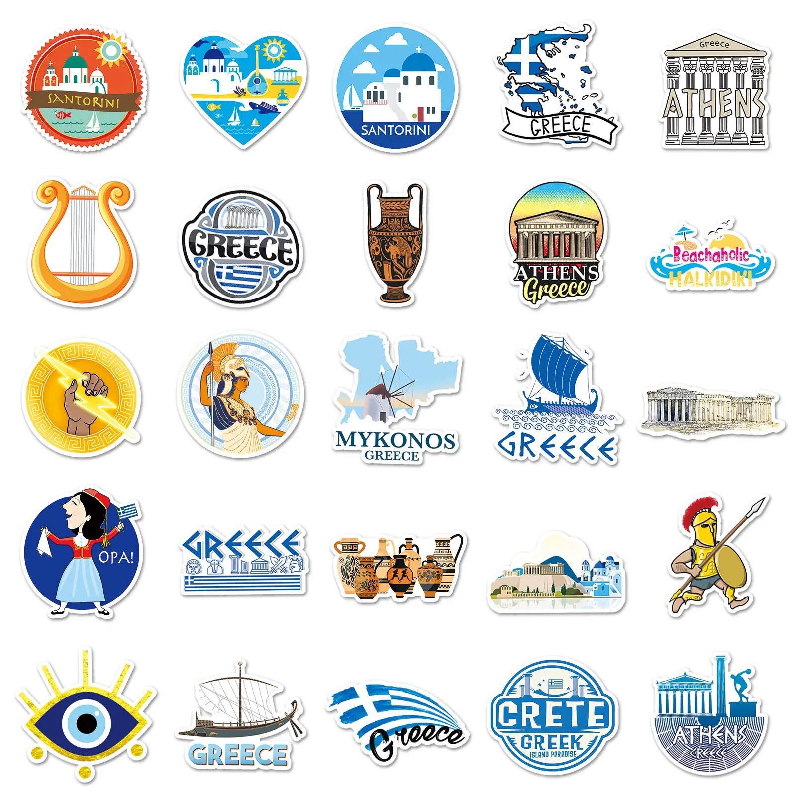50 Pack of Greece Stickers GRC Greek Decals Laptop Hydro Yeti Car Free Shipping!