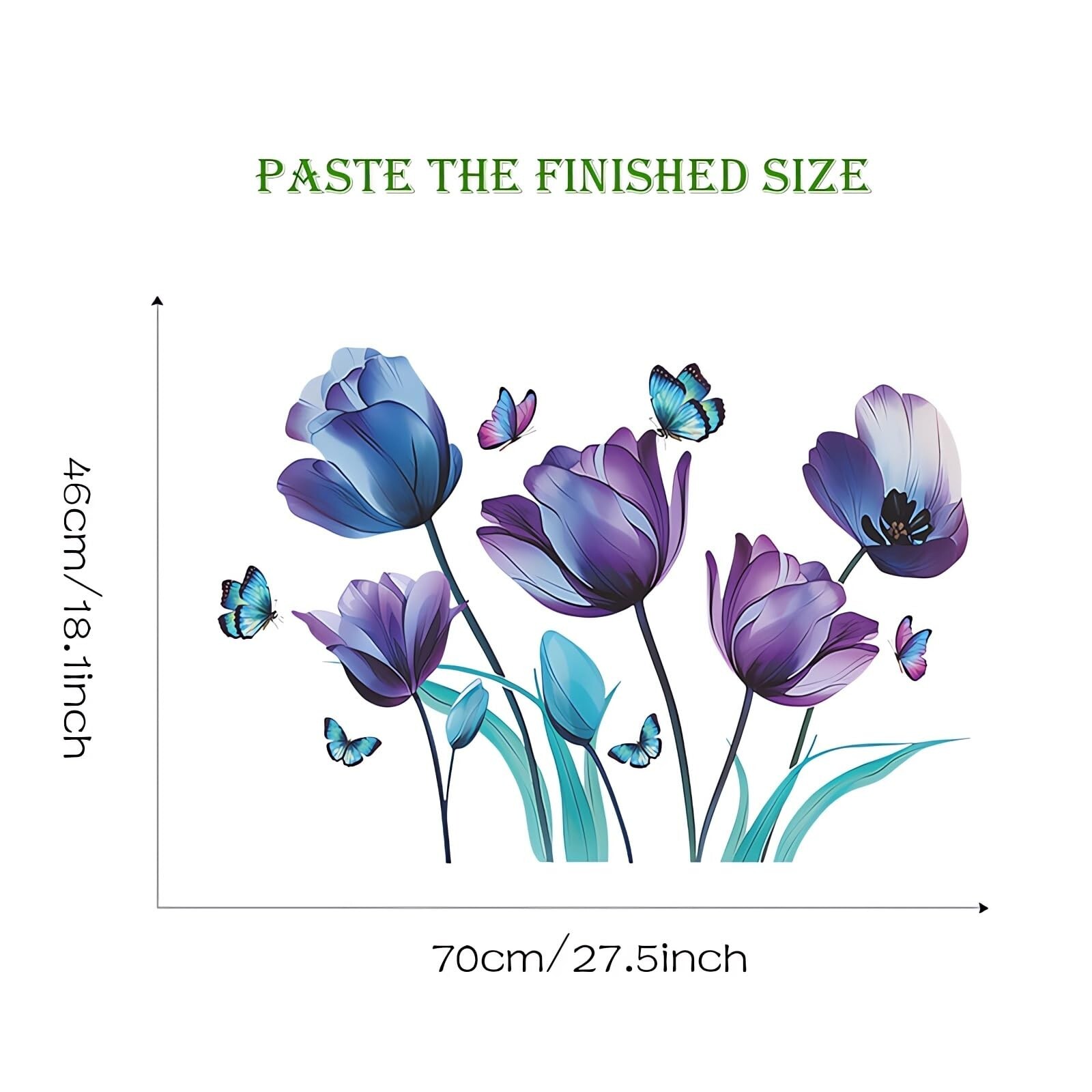 Blue-Purple Ink Rose Flower Butterfly Wall Stickers, sacinora Floral Art DIY …