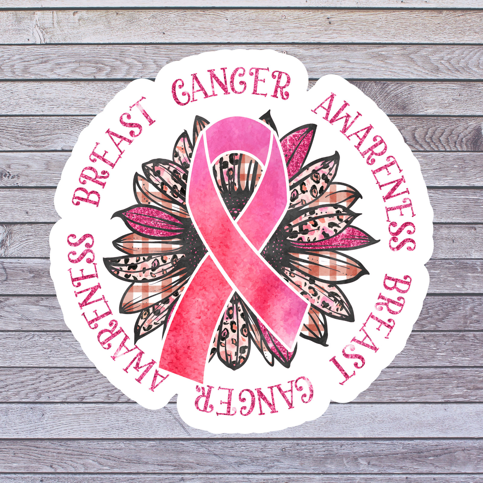 Cancer sticker vinyl decal awareness support breast cancer ribbon sunflower