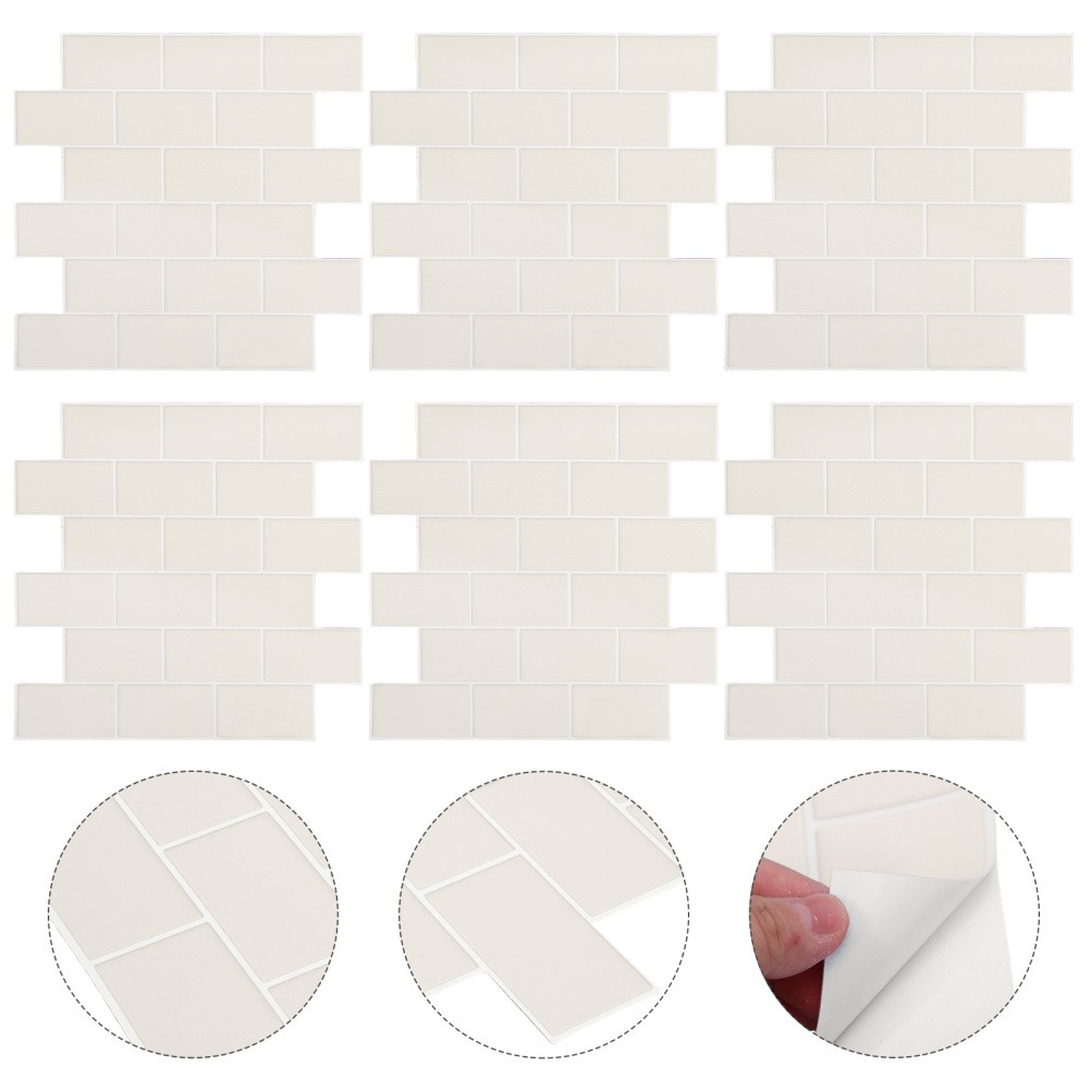 6 Pcs Self Adhesive Tiles for Walls Stick on Peel and Flooring Backsplash