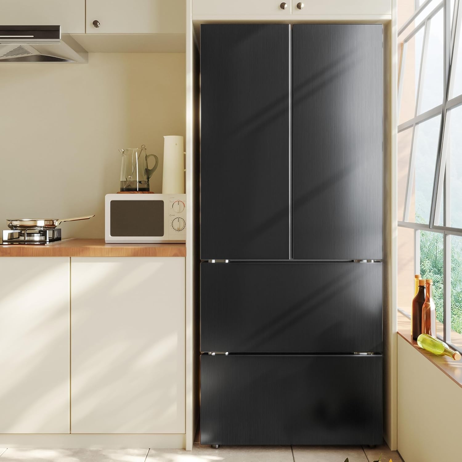 Black Metallic Brushed Stainless Steel Appliance Wrap – Peel & Stick, Heat-Re…