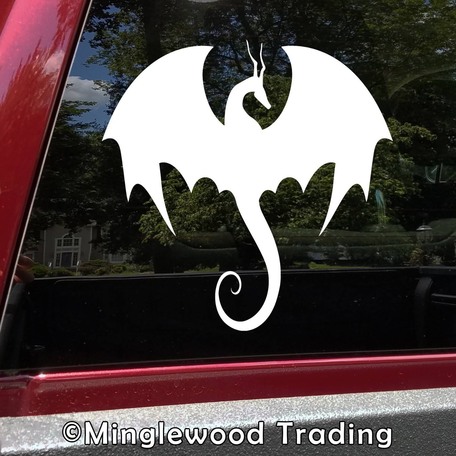 Flying Dragon Vinyl Decal V5 Wyvern Fantasy Horned Serpent Dungeons – Sticker