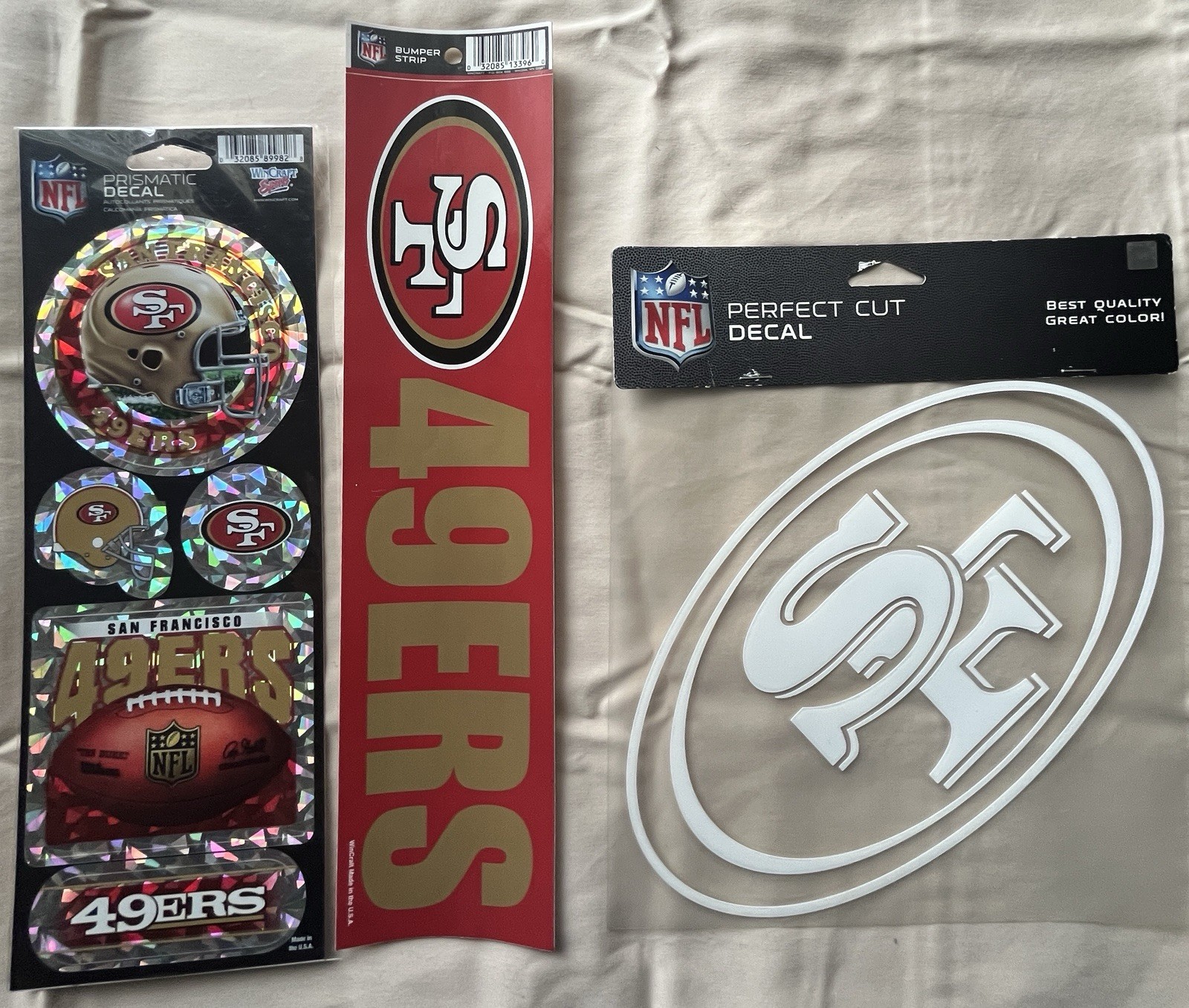 San Francisco 49ers Prismatic Decal Stickers + Bumper Sticker + 8" x 8" Decal