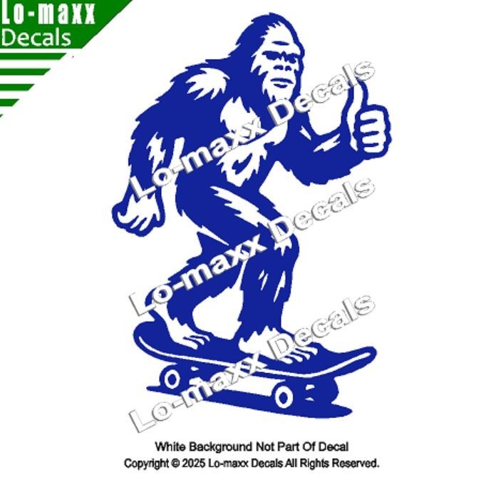 Sasquatch Yeti Skateboard Car Truck Funny Bigfoot Vinyl Sticker Die Cut Decal