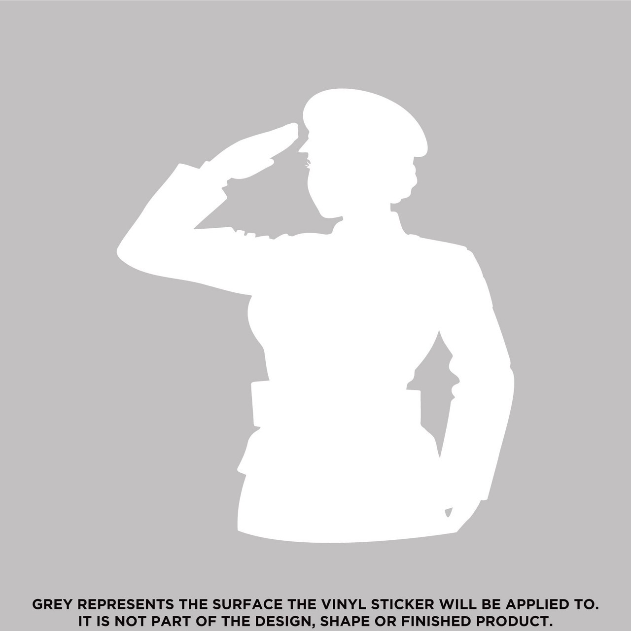 Female Soldier Saluting Die Cut, High Quality Vinyl Sticker Decal