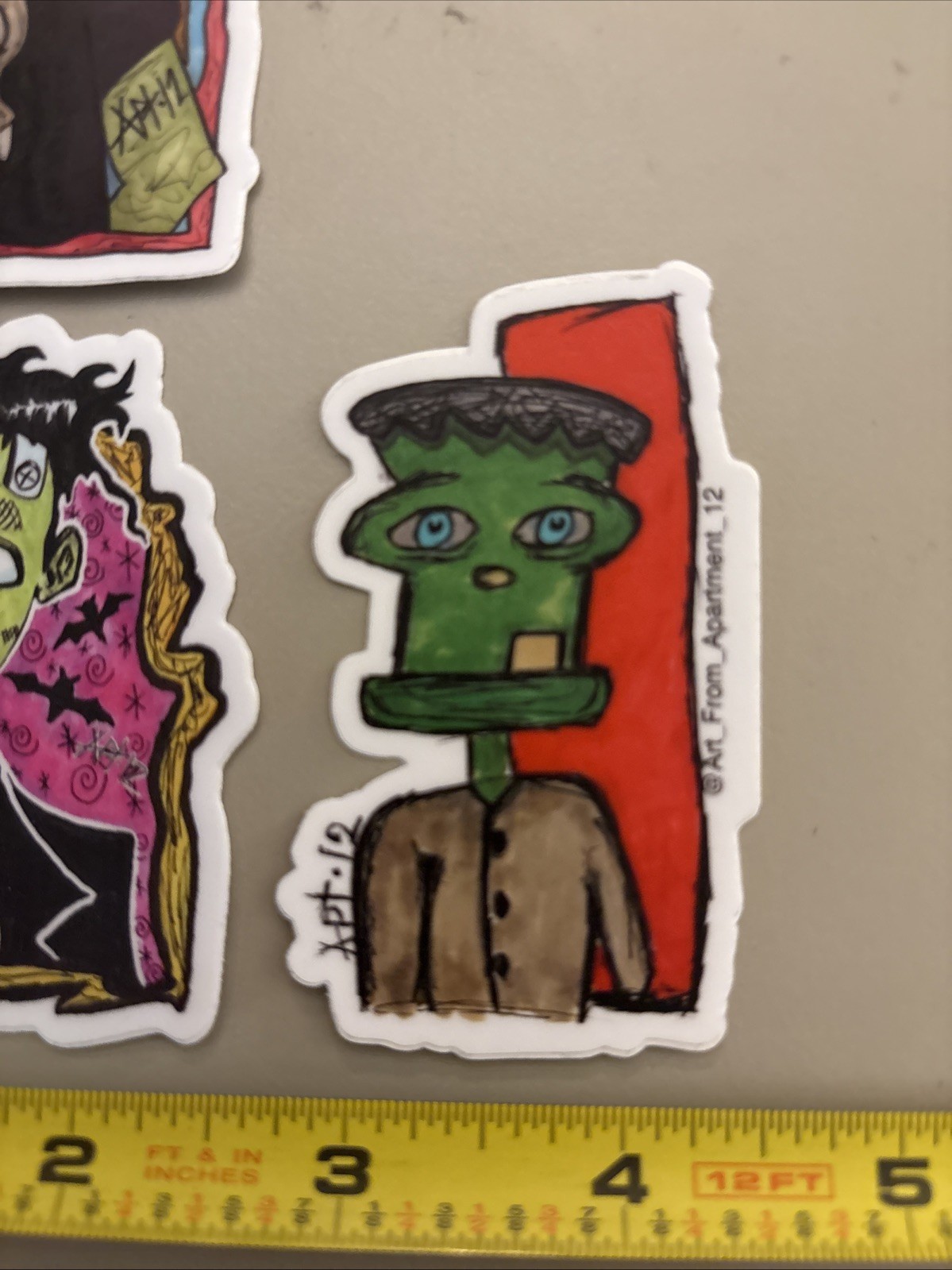 Frankenstein Monster (3 Pc Sticker Lot Dishwasher Safe) Halloween Movie Horror