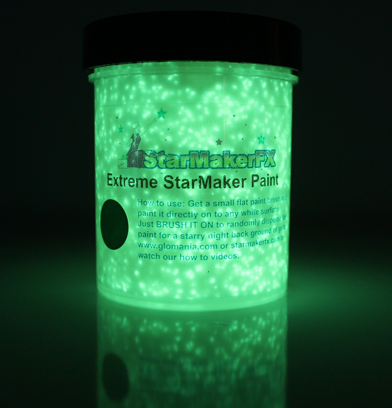GREEN Extreme StarMaker Glow in the dark paint 4 oz pot , luminescent,
