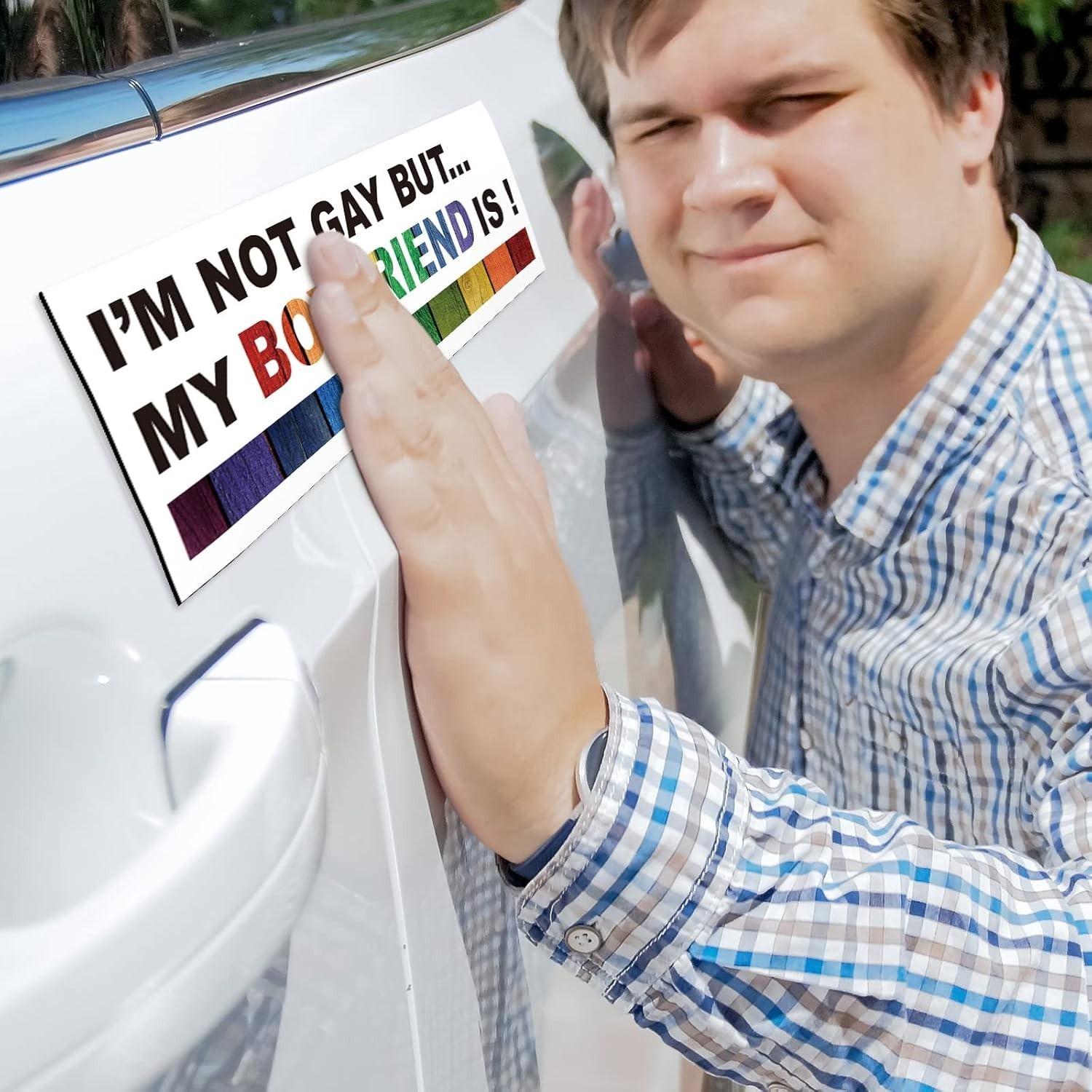 Funny Rainbow Magnetic Car Stickers Set for Vehicles and Metal Surfaces