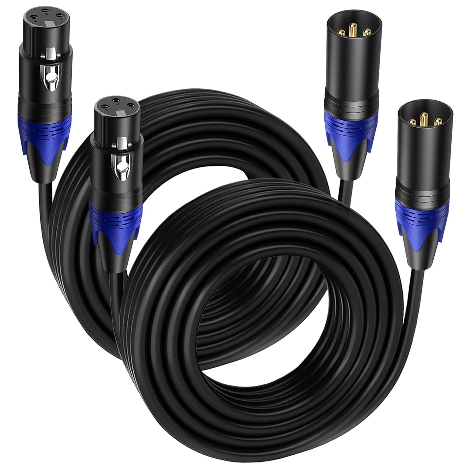 2 Pack, 25 FT XLR Male to Female Cable Professional Balanced Microphone Lead …