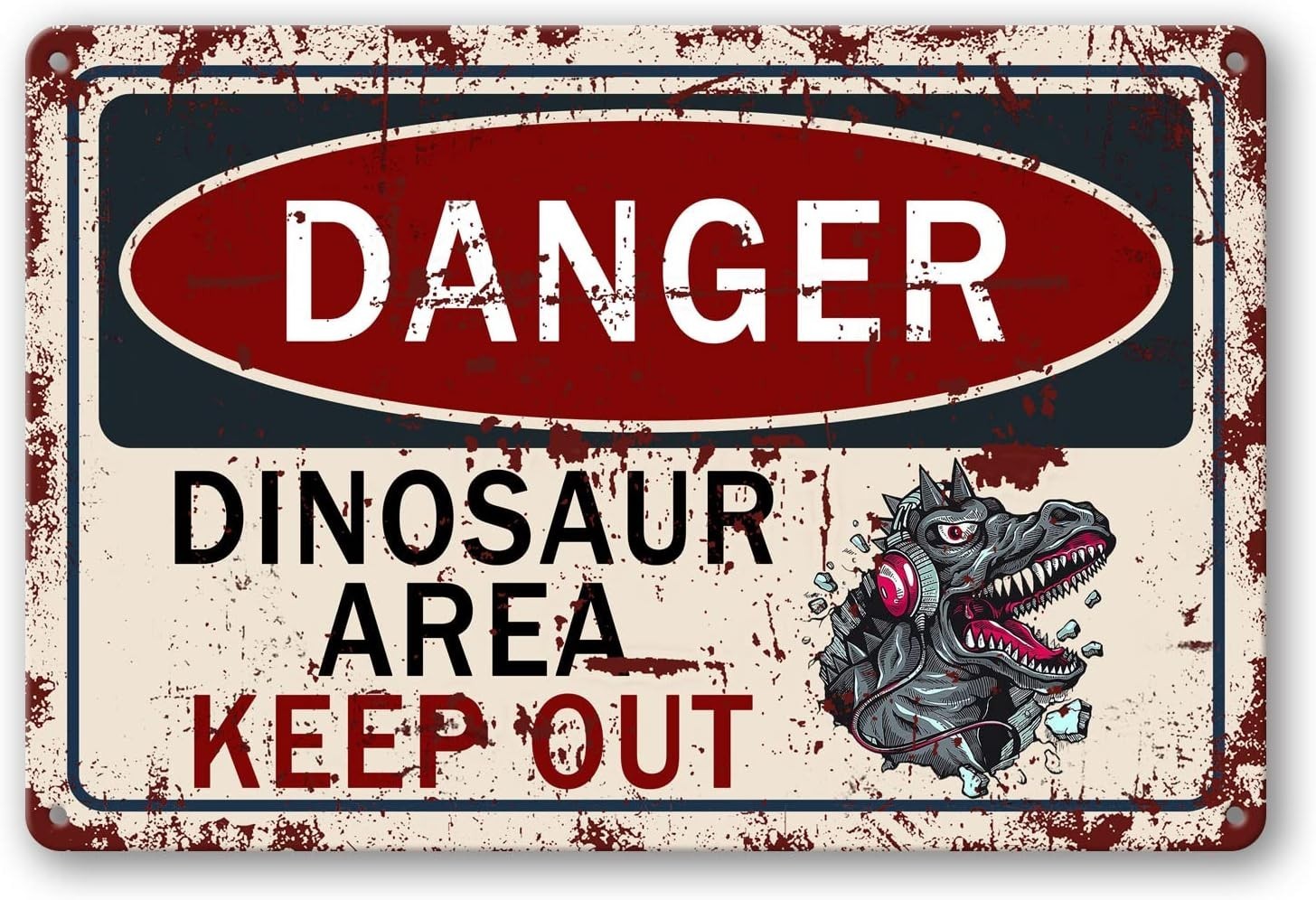 Eco-Friendly 8×12 Inch Dinosaur Metal Tin Sign – Fun Wall Decor for All Spaces