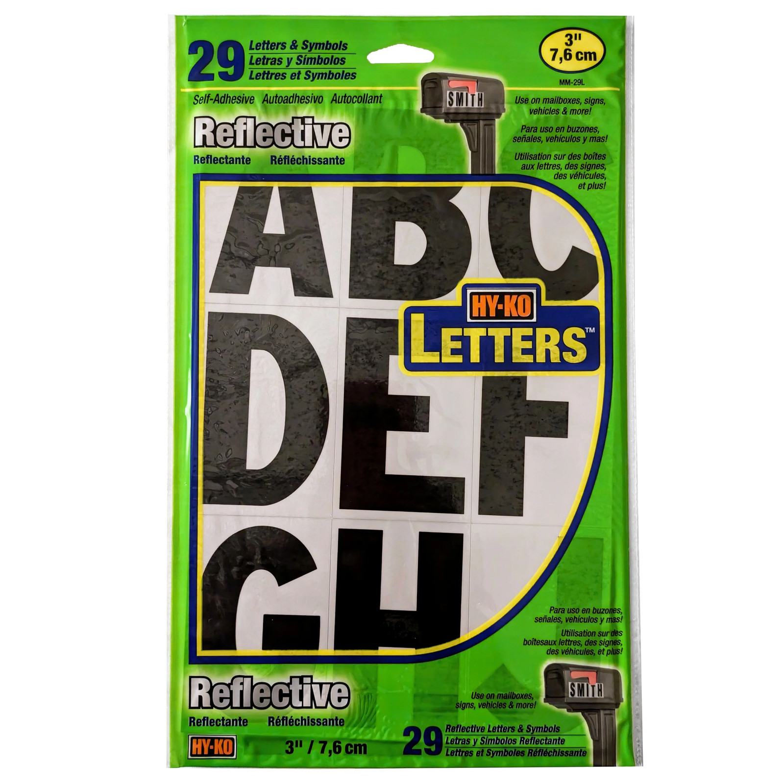 5 pack) 3 inch Reflective Vinyl Letter Kit, 65 Self-Adhesive Stickers for