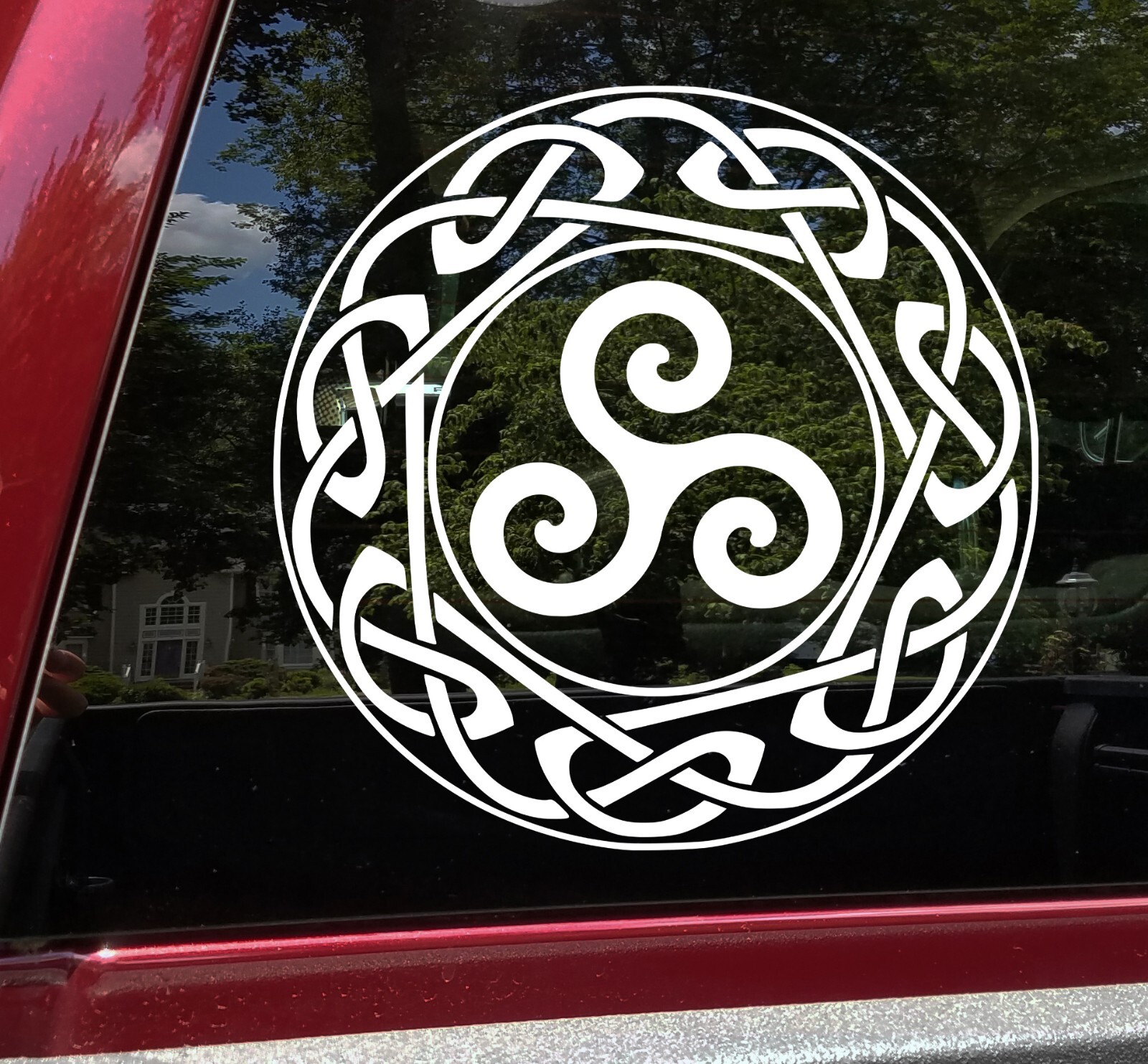 Celtic Knot Circle with Triskelion Vinyl Decal | Triskeles Strength Progress
