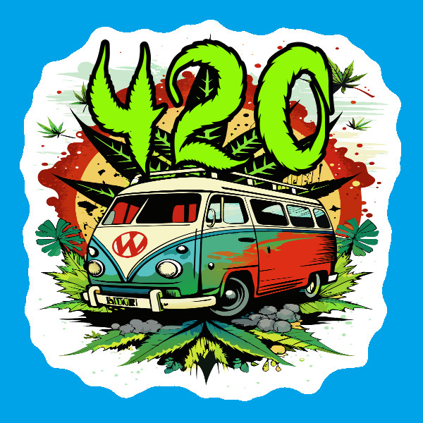 420 Stoner Bus Vinyl Sticker Weatherproof UV Safe Weed Cannabis Marijuana 420
