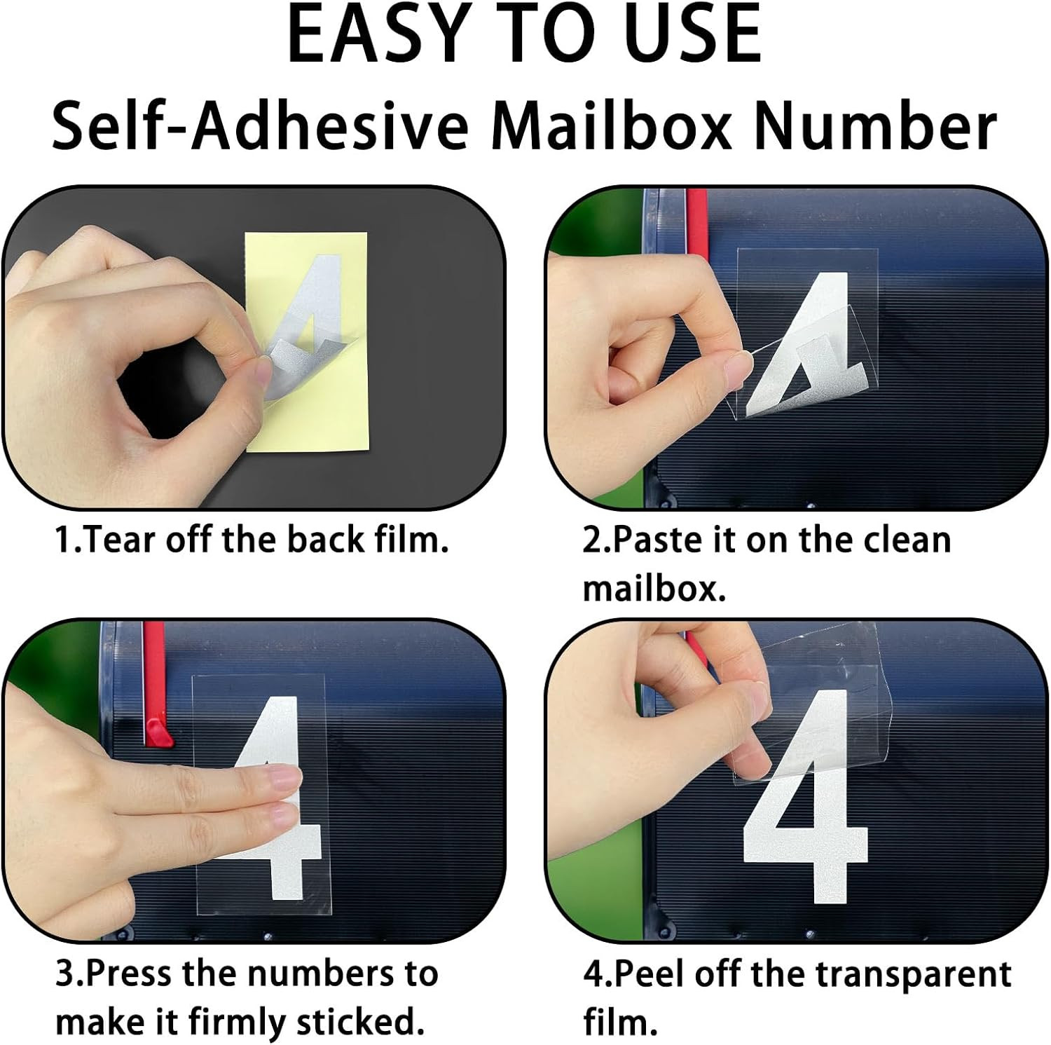 3 Inch Reflective Mailbox Numbers Sticker (0-9, 5 Sets) for Outside, Strong Self